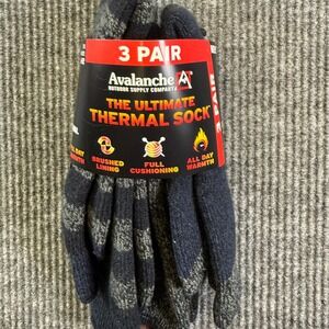 Avalanche Ultimate Thermal Crew Socks 3 Pair Pack Mens Size 6-12 Blue/Gray